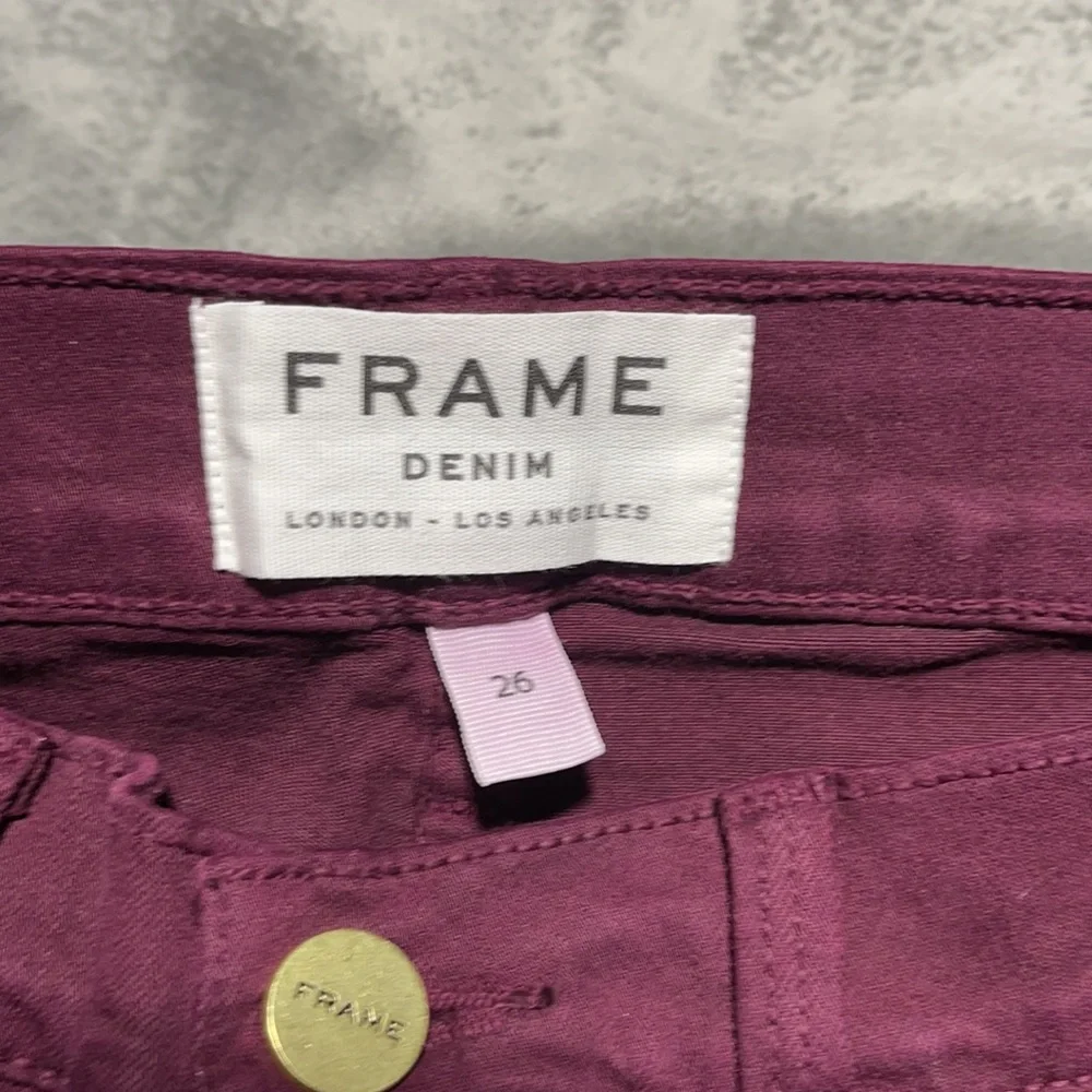 🥰🥰Frame Denim Burgundy Distressed Skinny Jeans🥰🥰 - Picture 6 of 11